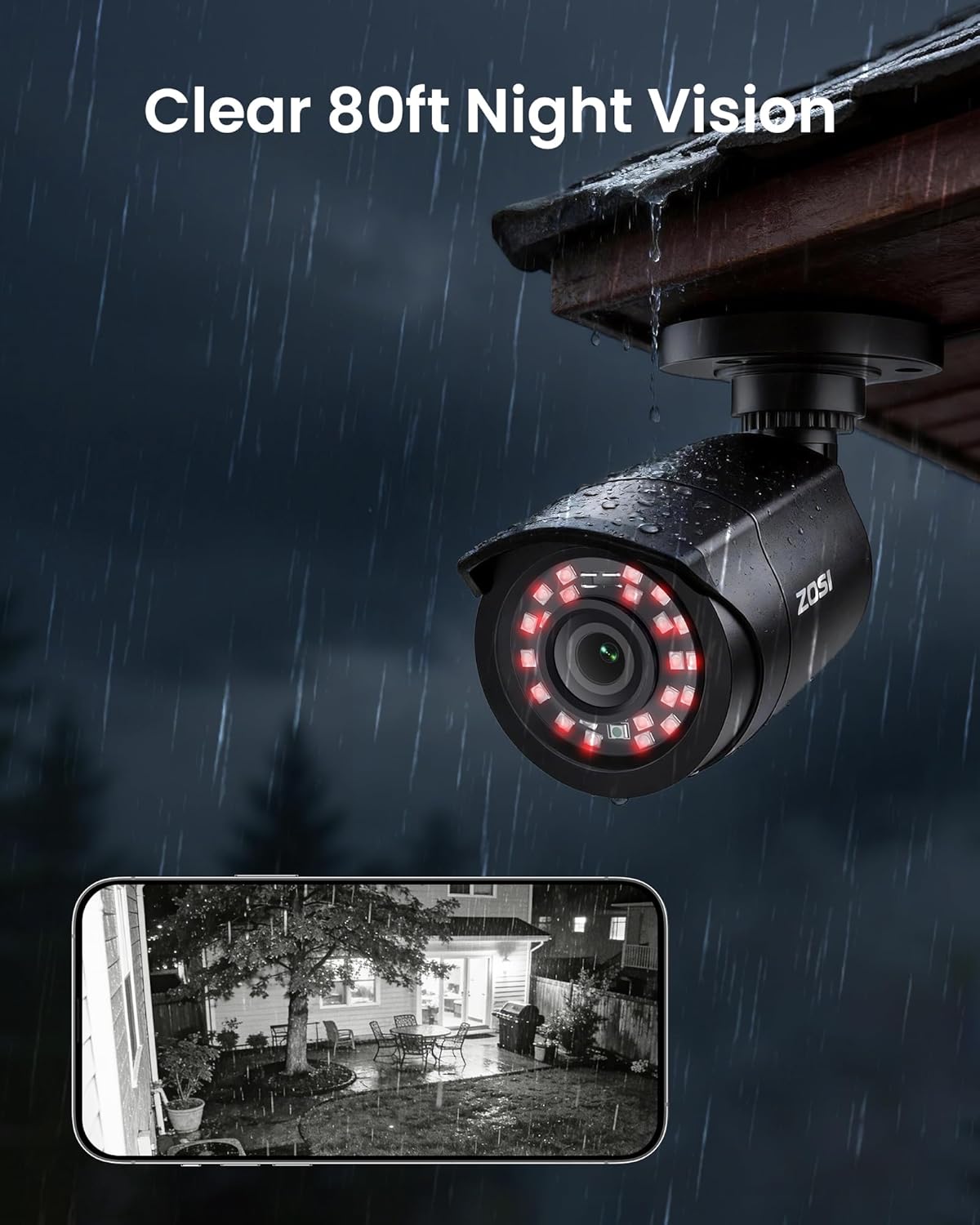 ZOSI 3K Lite Security Camera System Indoor Outdoor,AI Human/Vehicle Detection,Night Vision,Remote Access,4pcs 1080P 1920TVL Weatherproof Surveillance Cameras,H.265+ 8CH CCTV DVR(NO HDD) - Image 5
