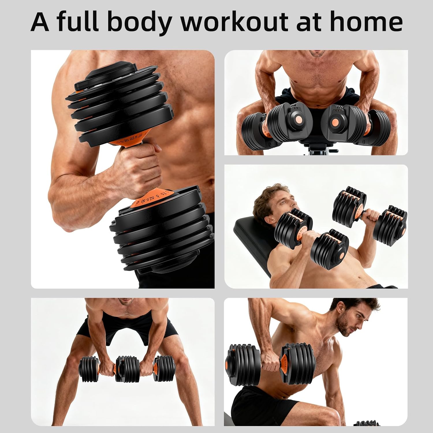 Adjustable Dumbbells Set of 2,Free Weights Dumbbells Set,Adjustable Dumbbell Set,52.5 lbs pair 105 lbs,15 in 1,for Men/Women Gym Equipment for Home Strength Training Equipment - Image 9