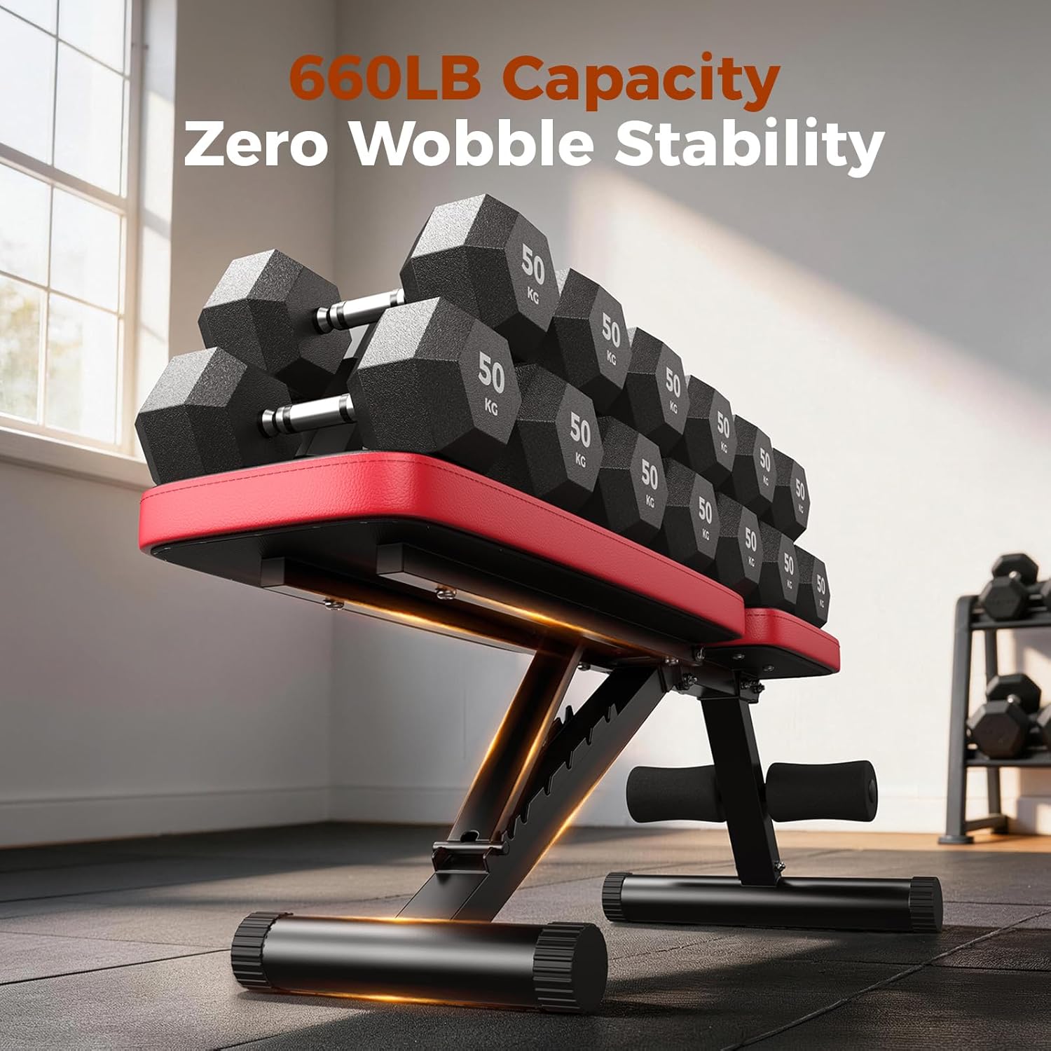NICEPEOPLE Adjustable Weight Bench for Home Gym, 660LBS Capacity Workout Bench with 8 Backrests for Chest Shoulders Arms, Compact and Foldable Strength Bench for Small Space Apartment Room - Image 8