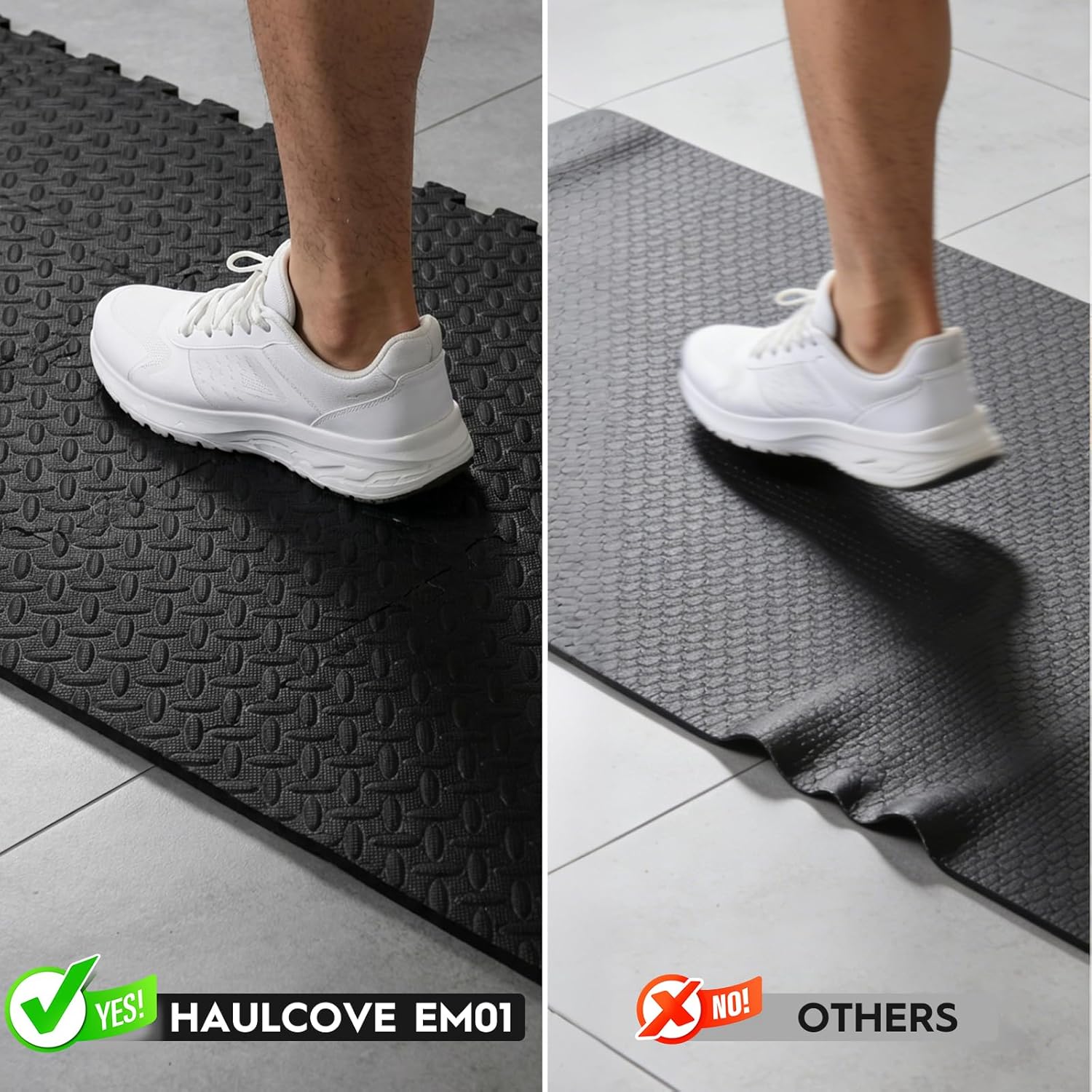 18pcs Puzzle Exercise Mat, 12.6"x12.6"x0.4", 18sqft EVA Interlocking Foam Floor Tiles, Non-Slip, Protective, Water-Resistant Flooring for Home Gym & Workout Equipment - Image 7