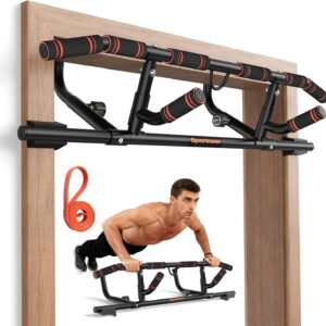 Sportneer 2026 Upgraded Pull up Bar for Doorway Pull Up Bar with Rotating Handles, Multi-Grip Door Pull Up Bar Upper Body Trainer, 440 lb Capacity, Home Gym Strength Training