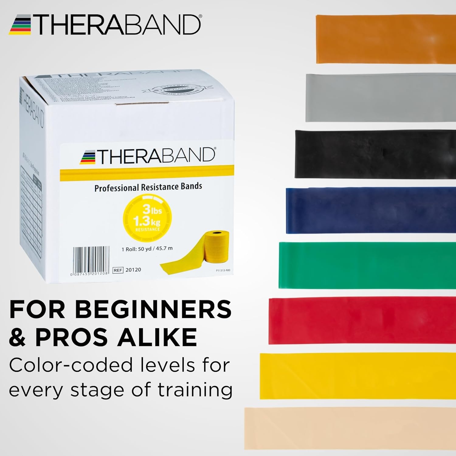 THERABAND Resistance Band, Yellow, Light, 50-Yard Roll, Elastic Band for Strength Training, Stretching, Yoga, Pilates, Physical Therapy, Portable & Cut-to-Length, Color-Coded Levels - Image 7