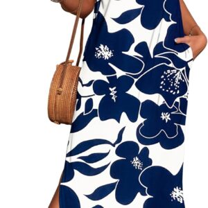 MISFAY Women’s Summer Maxi Dress Sleeveless Loose Long Beach Split Dresses with Pockets