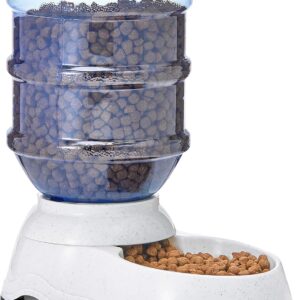 Amazon Basics Gravity Pet Food Feeder for Dogs and Cats, Easy to Clean, Easy to Fill, Removable Lid, 6-Pound Capacity, Small, Gray