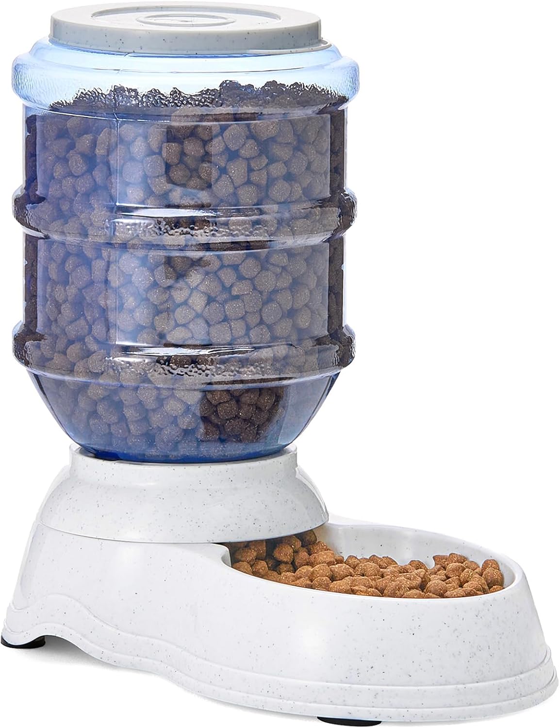 Amazon Basics Gravity Pet Food Feeder for Dogs and Cats, Easy to Clean, Easy to Fill, Removable Lid, 6-Pound Capacity, Small, Gray