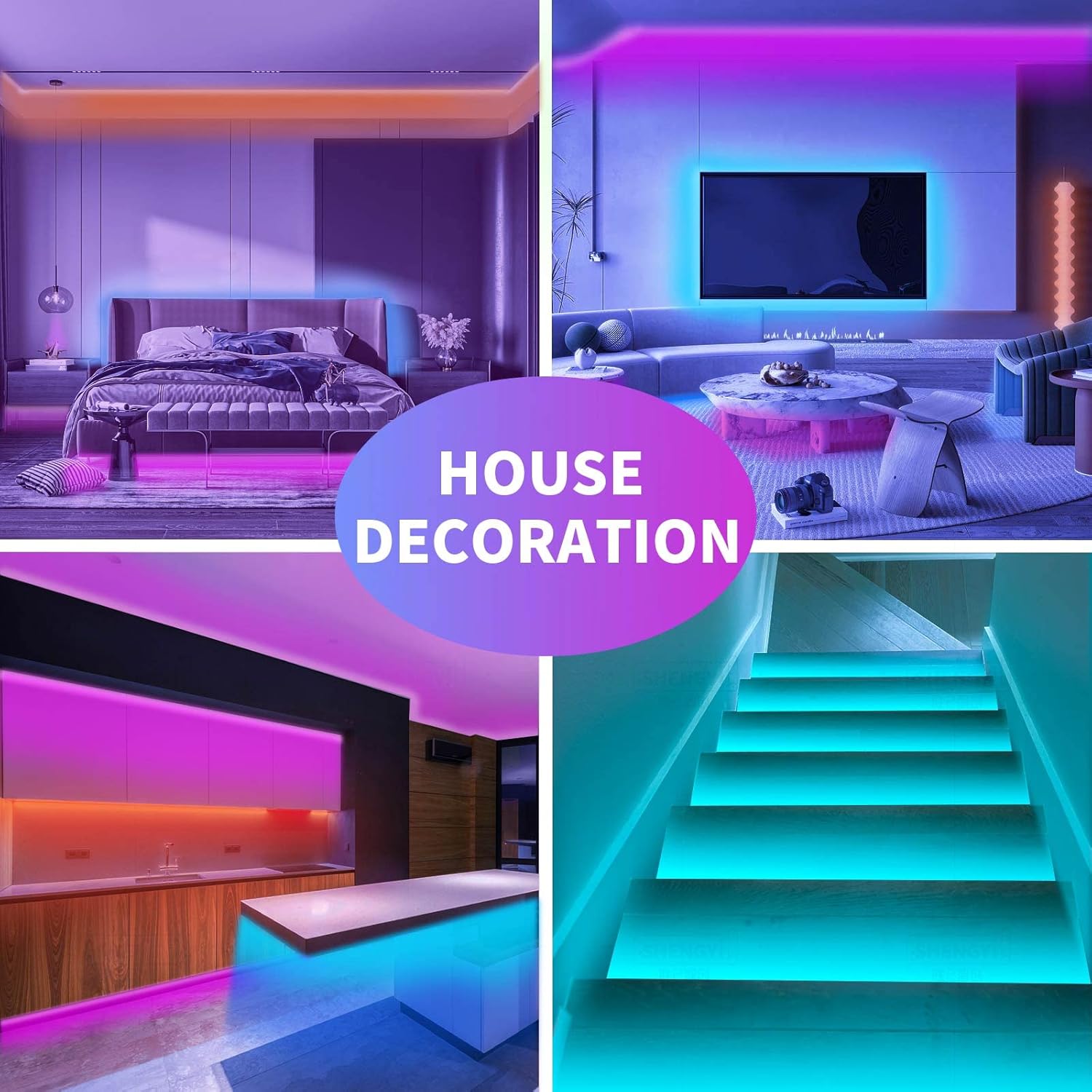 KSIPZE 100ft Led Strip Lights RGB Music Sync Color Changing Led Lights with Smart App Control Remote Led Lights for Bedroom Room Lighting Flexible Home Décor - Image 2