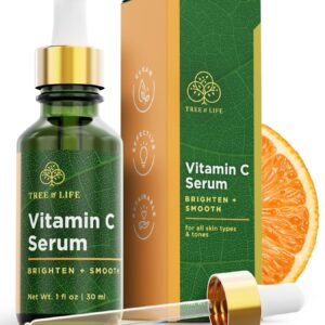 Tree of Life Vitamin C Serum For Face – Brightening Face Oil for Dark & Age Spots – For Dry & Sensitive Skin with Vitamin E for Soft Smooth Glow – Dermatologist Tested, 1 Fl Oz