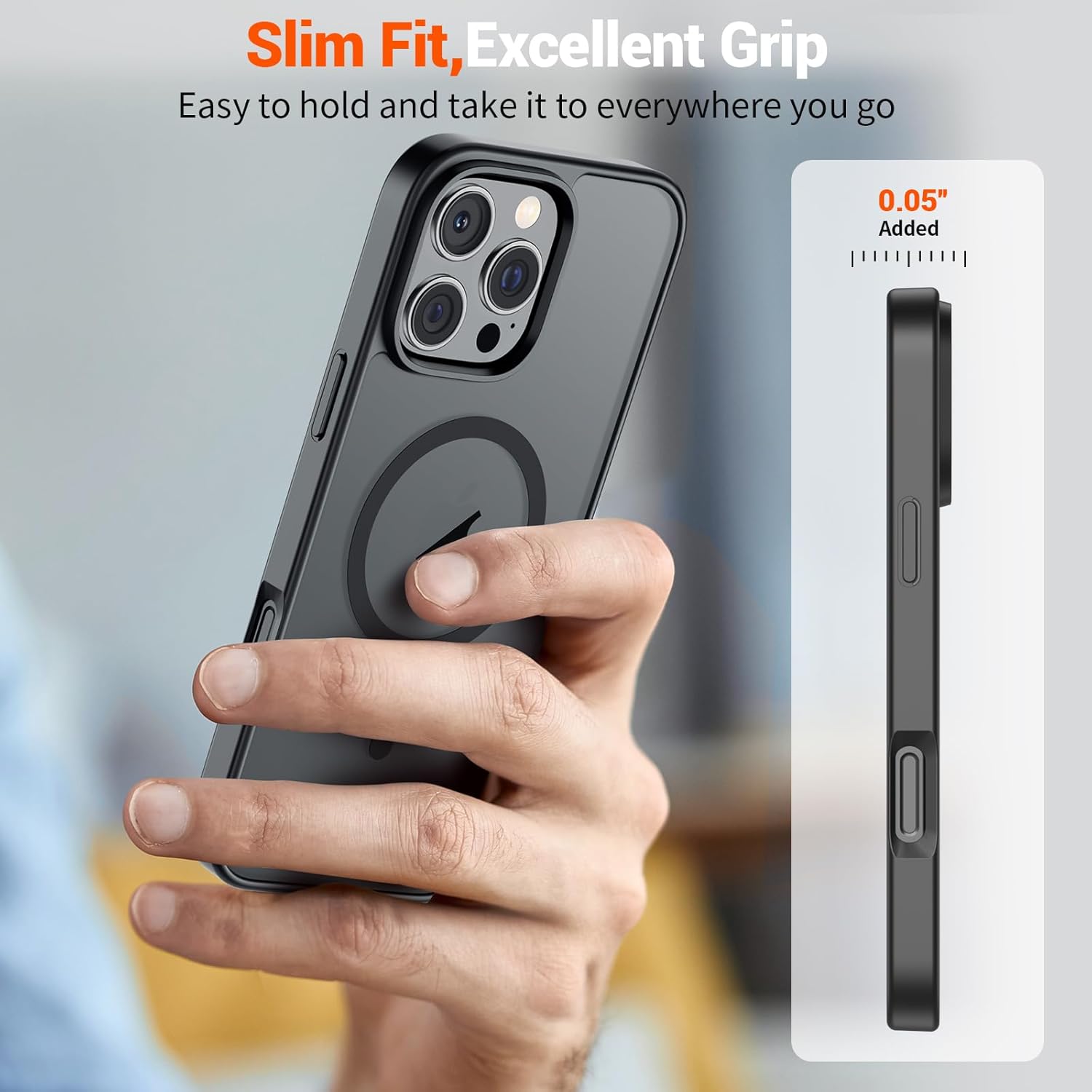 SUPFINE Magnetic for iPhone 16 Pro Max Case (Compatible with MagSafe) (Military Grade Drop Protection) Translucent Matte Shockproof Phone Cover, Black - Image 7