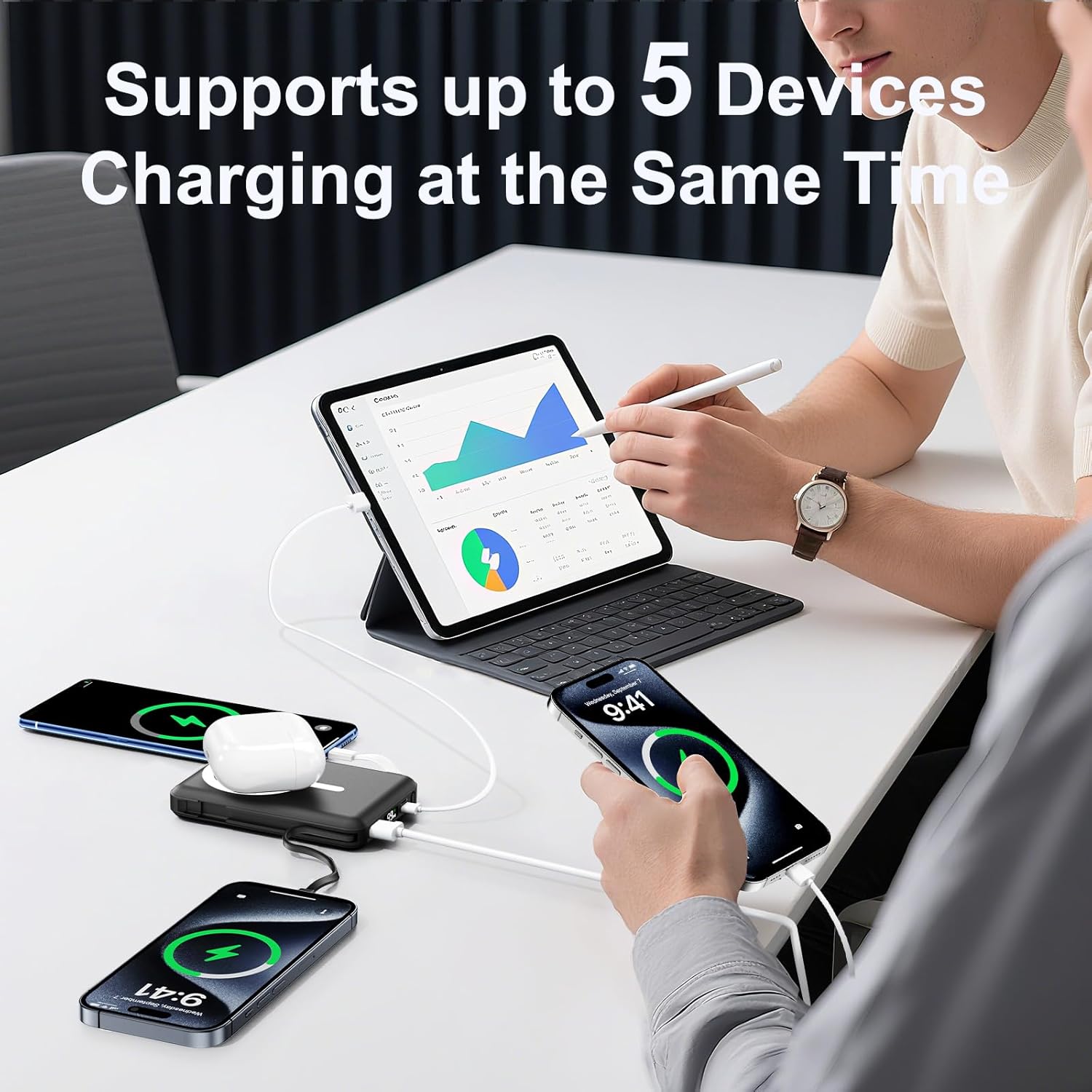 for Magsafe Power Bank, 10000mAh Magnetic Power Bank with USB-C Cable and PD 20W USB C Fast Charging LED Display, Wireless Portable Charger for iPhone 17/16/15/14/13/12/Pro/Pro Max - Image 5