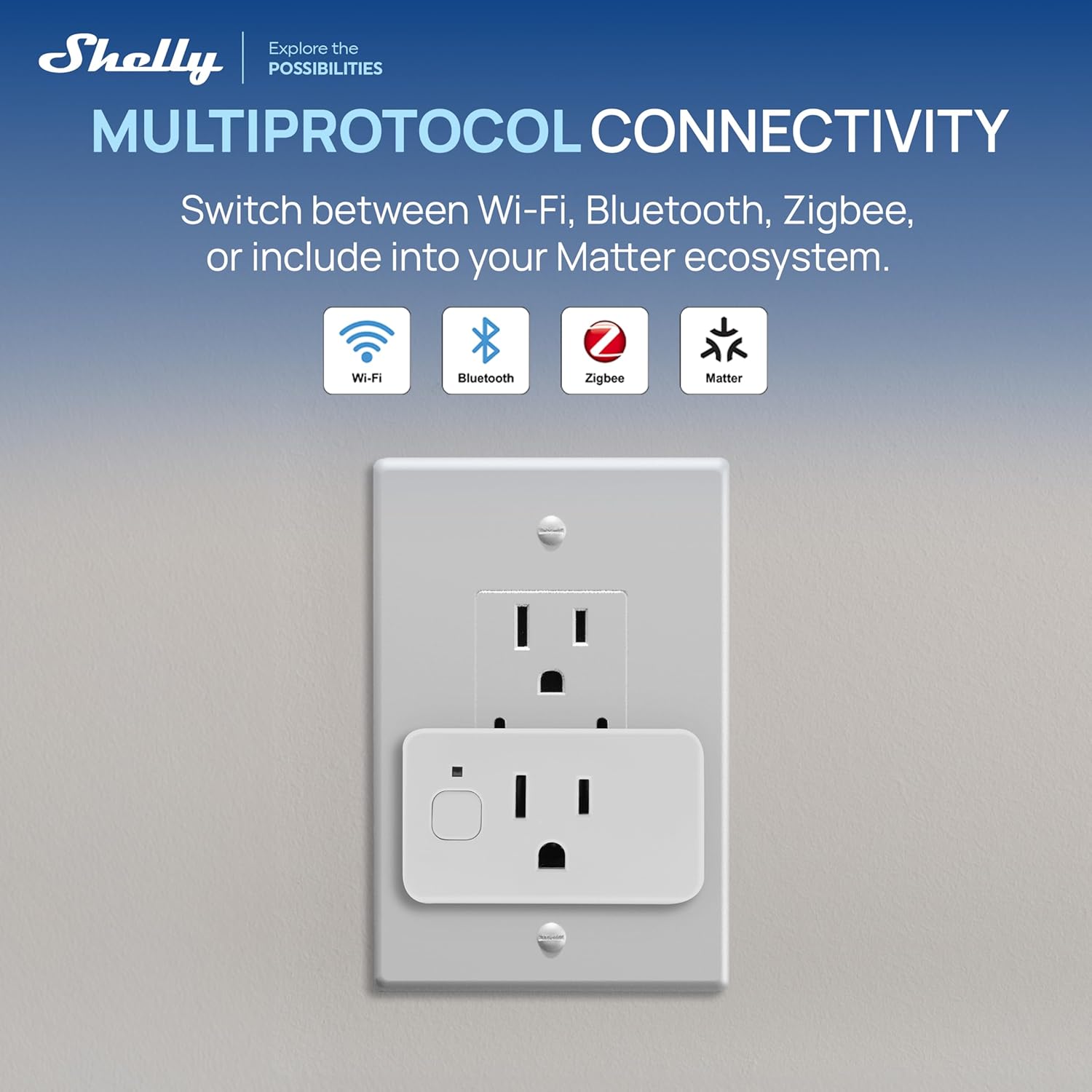 Shelly Smart Plug UL, WiFi, Bluetooth, Zigbee, Matter Outlet with Power Metering, Works with HomeKit, Google Home, Alexa, Home Assistant, Smart Socket, Easy Setup, Remote Control, Plug US Gen4 White - Image 2