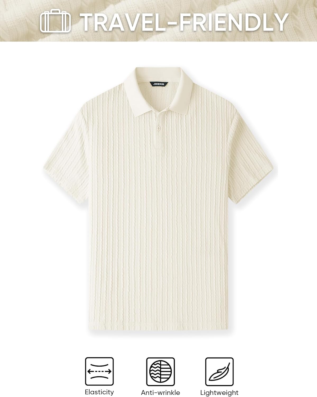 JMIERR Mens Casual Polo Shirt Summer Short Sleeve Vacation Button Beach Knit Stretchy Golf Shirts - Image 5