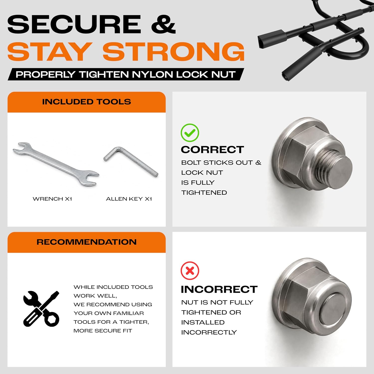 Yes4All Heavy Duty Wall Mounted Pull Up Bar, Over Door Pull Up Bar for Doorway, Multi Grip Chin Up Bar, Sturdy Strength Training Bars & Durable Gym Bar for Home Exercise - Image 7