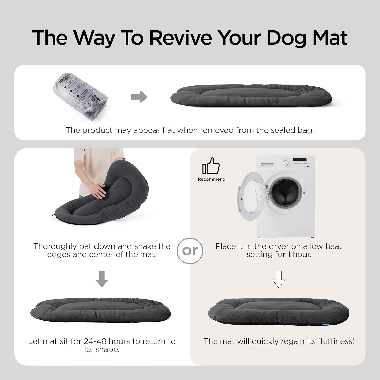 Bedsure Washable Dog Crate Pad for Small Dogs, Anti-Slip Puppy Kennel Dog Bed for Crate - Ultra Soft Fleece Flat Thin Pet Mat (Not Chew Proof), Grey 23"x17" - Image 2