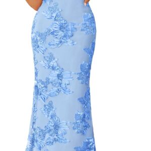 ZESICA Cocktail Wedding Guest Dresses for Women 2026 Summer Strapless Floral Bodycon Mesh Tube Formal Party Midi Dress