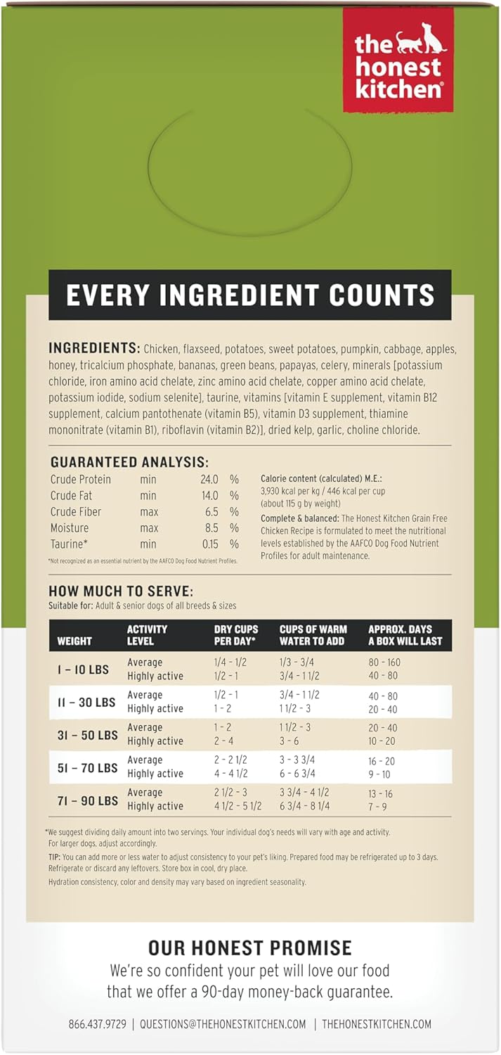 The Honest Kitchen Human Grade Wholemade™ Dehydrated Dog Food, Grain Free Chicken, 10 lb (makes 40lbs) - Image 2