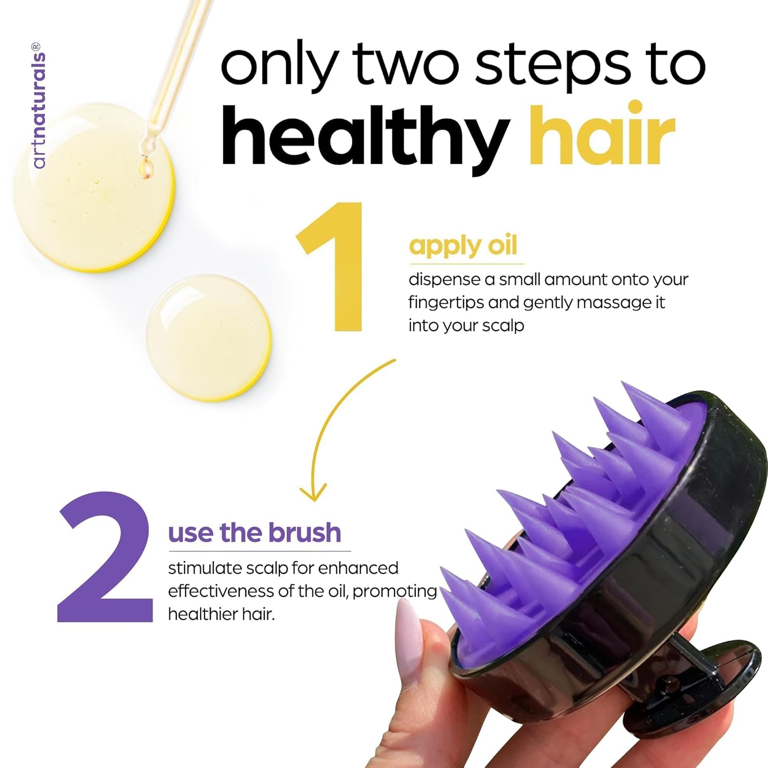 ArtNaturals Organic Rosemary Castor Hair Growth Tonic Oil + Massager Hair Regrowth Set, 4 oz with Coconut & Olive Oil, Scalp Treatment for Dry, Damaged & Split Ends - Image 7