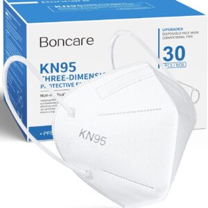 Boncare KN95 Face Mask 30 PCs, 5-Layer Face Mask for Men & Women, Updated Breathable, Comfortable (White)