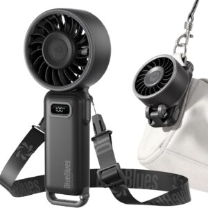 Diveblues Portable Turbo Fan, 100 Speed Handheld Fan with Strong Airflow, Foldable 4 in 1 Personal Fan for Neck, Desk & Travel, USB-C Rechargeable, Lightweight for Summer, Concerts & Outdoor Use