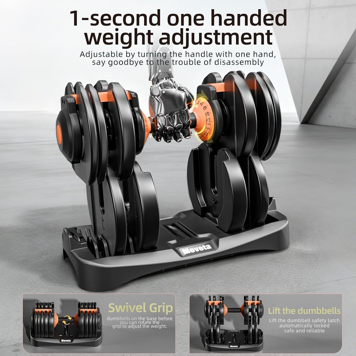 Adjustable Dumbbells Set of 2,Free Weights Dumbbells Set,Adjustable Dumbbell Set,52.5 lbs pair 105 lbs,15 in 1,for Men/Women Gym Equipment for Home Strength Training Equipment - Image 3