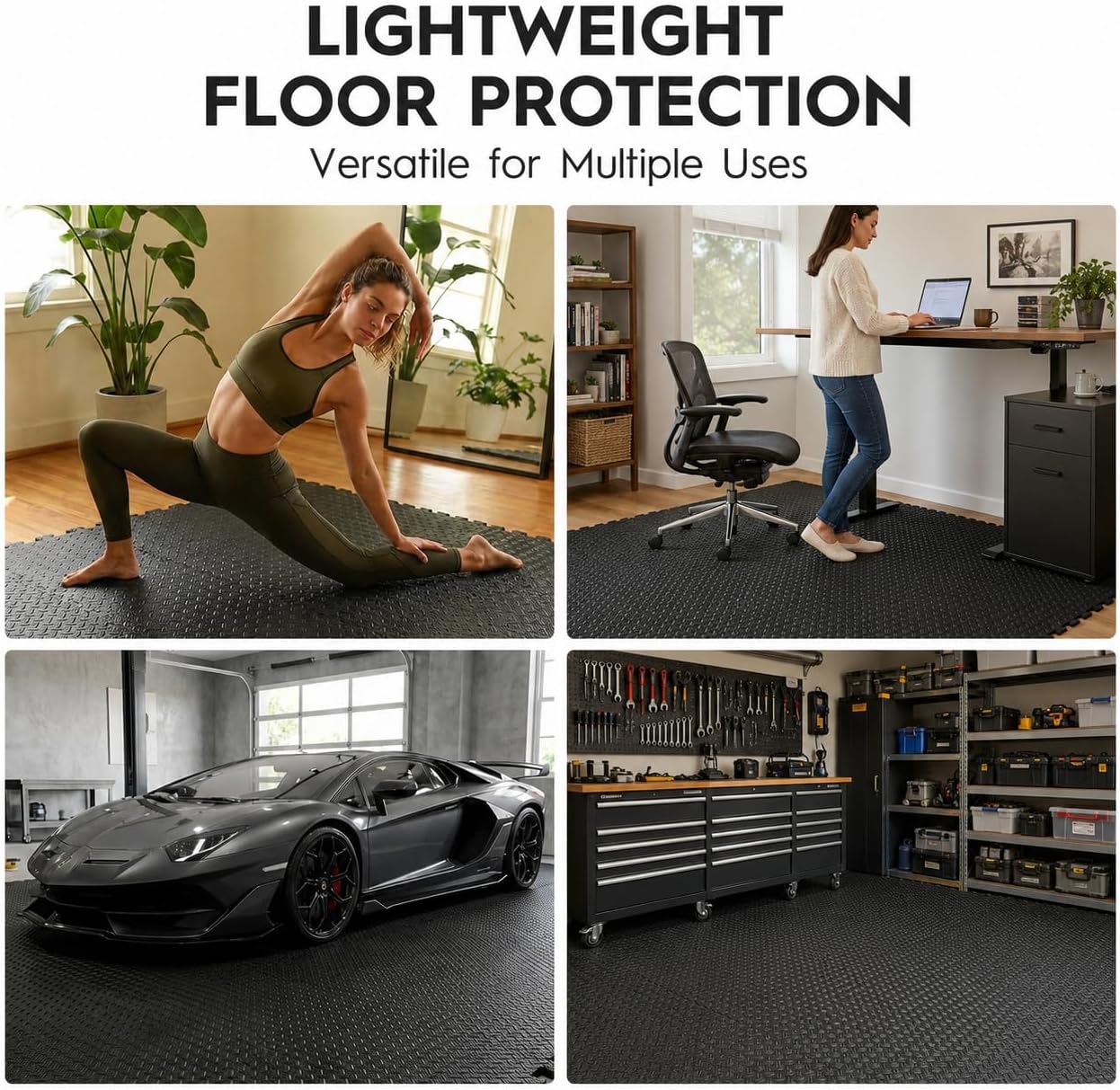 18pcs Puzzle Exercise Mat, 12.6"x12.6"x0.4", 18sqft EVA Interlocking Foam Floor Tiles, Non-Slip, Protective, Water-Resistant Flooring for Home Gym & Workout Equipment - Image 2