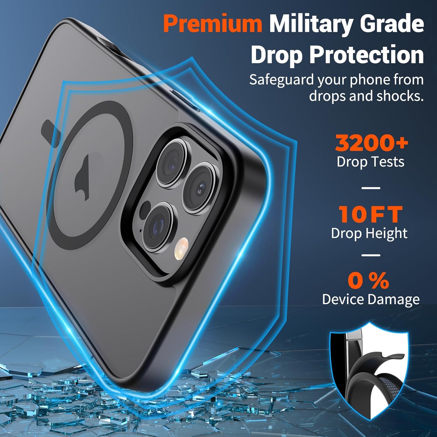 SUPFINE Magnetic for iPhone 16 Pro Max Case (Compatible with MagSafe) (Military Grade Drop Protection) Translucent Matte Shockproof Phone Cover, Black - Image 3