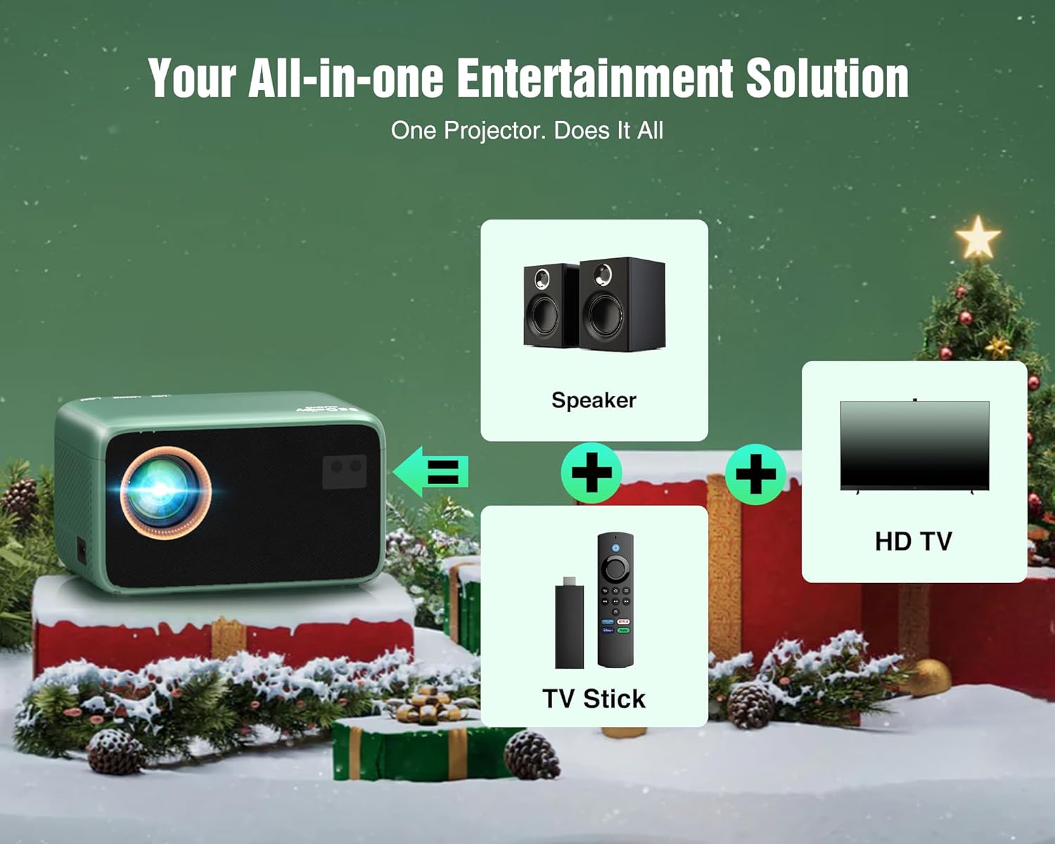 TMY 4K Projector with WiFi Bluetooth, Compatible with Netflix/Prime Video/YouTube, Outdoor Portable Home Theater Movie Projector, Smart Projector for Indoor Outdoor Movies, Gaming and Camping (Green) - Image 9
