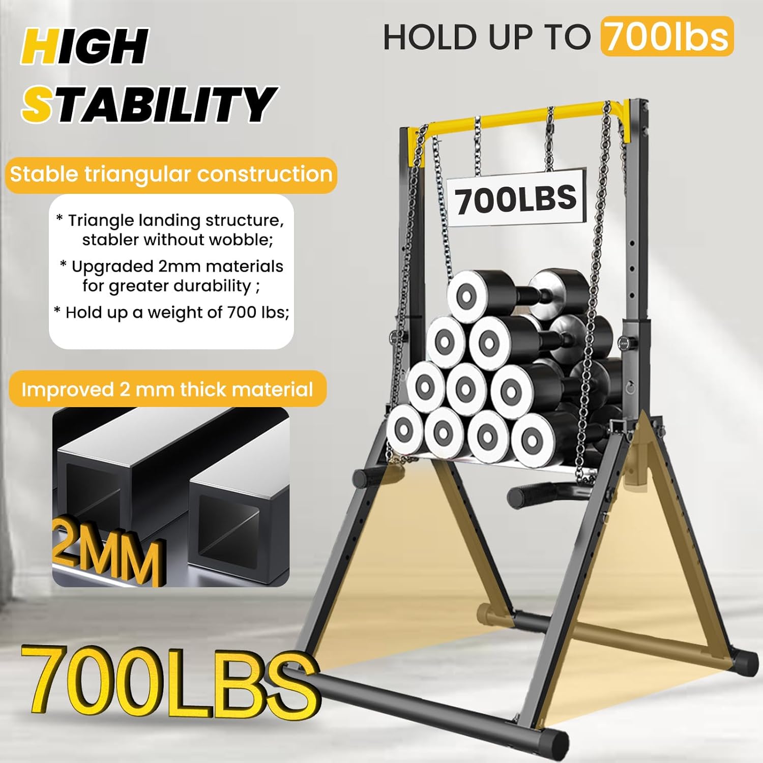 DOBESTS Power Tower Pull Up Bar Free Standing, Adjustable Foldable Pull Up Station, Home Gym Strength Training Equipment 700LBS - Image 4