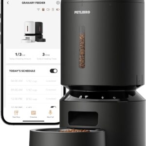 PETLIBRO Automatic Cat Feeder, 5G WiFi Automatic Dog Food Dispenser with Freshness Preservation, 5L Timed Pet Feeder with Low Food Sensor, Up to 10 Meals Per Day, Granary Black