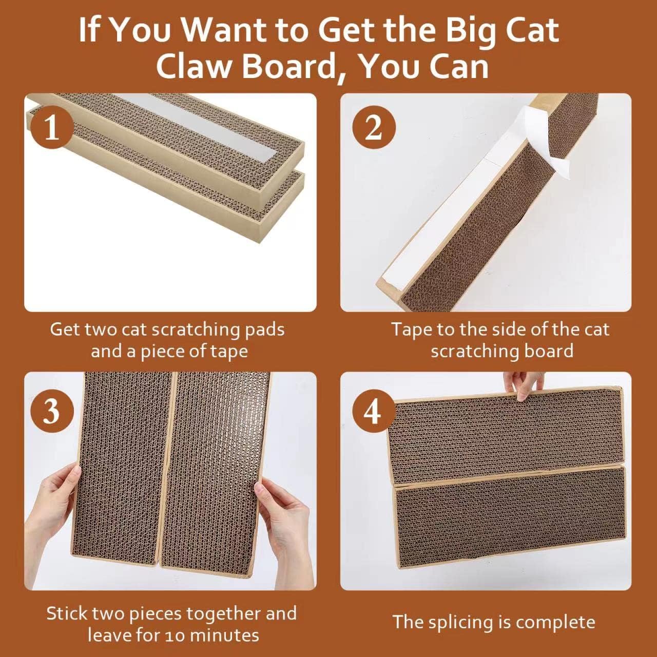 HappyFreeSX Splicing Cat Scratch Pad: Cat Scratchers for Indoor Cats and Kitten, 2 Pack Cat Scratching Pad, Cat Scratcher Cardboard, Scratching Pad, Premium Scratch from Cats, Double-Sided Design - Image 3