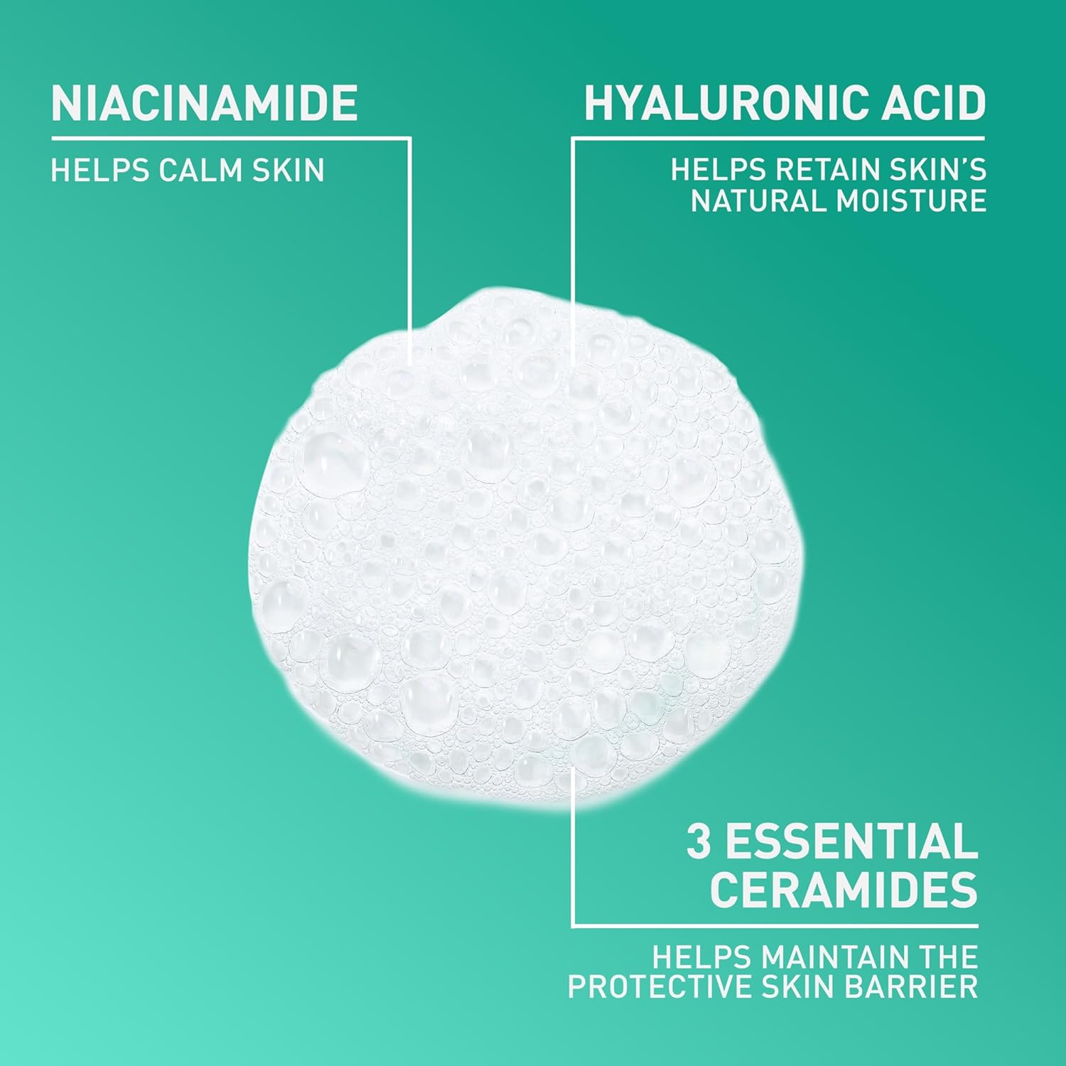 CeraVe Foaming Facial Cleanser, Daily Face Wash for Oily Skin, Hyaluronic Acid + Ceramides + Niacinamide, Fragrance Free, Non-Drying Oil Control Face Wash, 19 Fluid Ounces - Image 3