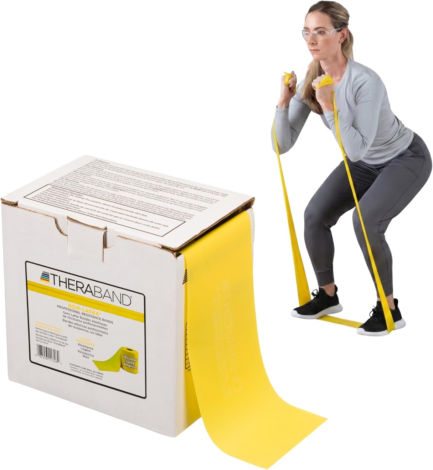 THERABAND Resistance Band, 50-Yard Roll, Latex Elastic Band for Exercise, Stretching, Physical Therapy, Yoga, Pilates, Home Workouts, Cut-to-Length, Color-Coded Levels