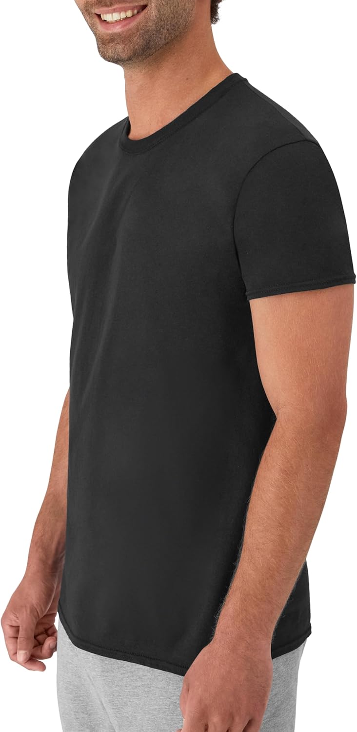 Hanes Men's Undershirt Packs, Stay-Tucked Soft Cotton Undershirts, Best Undershirts for Men, White/Black/Asstd Multipacks - Image 3