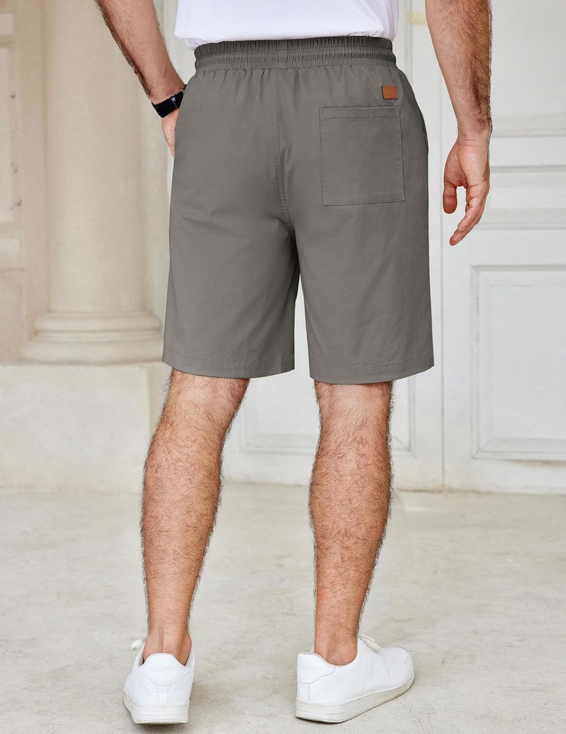 COOFANDY Men's Casual Shorts Cotton Elastic Waist Drawstring Shorts Lightweight Summer Beach Shorts - Image 2