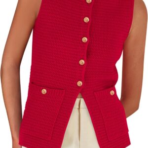 PRETTYGARDEN Women’s 2026 Spring Sweater Vest Sleeveless Button Down Knit Cardigan Tank Tops Summer Business Casual Outfits
