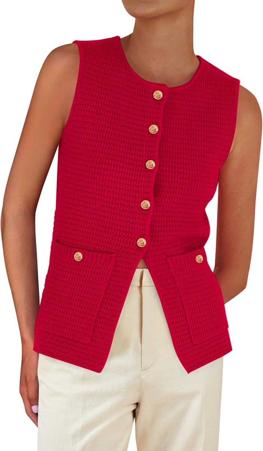 PRETTYGARDEN Women's 2026 Spring Sweater Vest Sleeveless Button Down Knit Cardigan Tank Tops Summer Business Casual Outfits