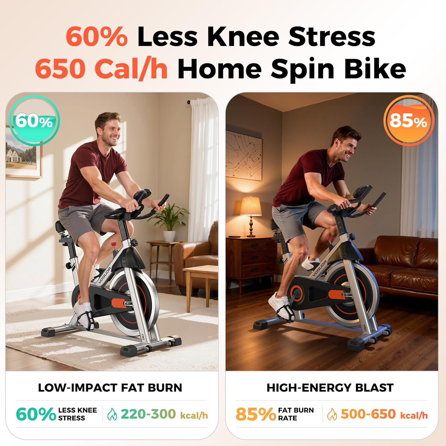YOSUDA Exercise Bike, Brake Pad Stationary Bike for Home with Exclusive App, Magnetic Indoor Cycling Bike with 300 lb Weight Capacity, Low Noise, Tablet Holder and Fitness Courses for Weight Loss - Image 7
