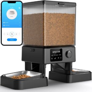 oneisall Automatic Cat Feeder with 5G WiFi, Automatic Cat Food Dispenser for 2 Cats Small Pets, 20 Cups/5L Timed Dry Food Dispenser with App Control