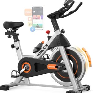 YOSUDA Exercise Bike, Brake Pad Stationary Bike for Home with Exclusive App, Magnetic Indoor Cycling Bike with 300 lb Weight Capacity, Low Noise, Tablet Holder and Fitness Courses for Weight Loss