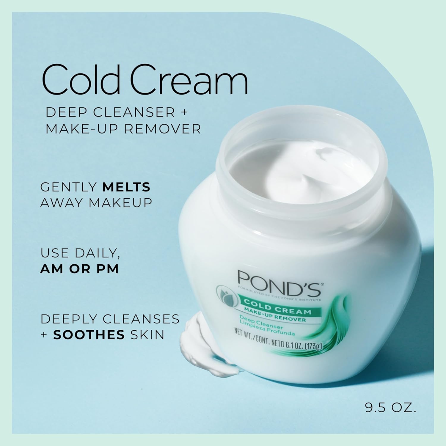 POND'S Cold Face Cream, Skin Care Facial Cleanser for All Skin Types, Deep Moisturizing Face Wash & Makeup Remover, 9.5 oz, 3 Pack - Image 2