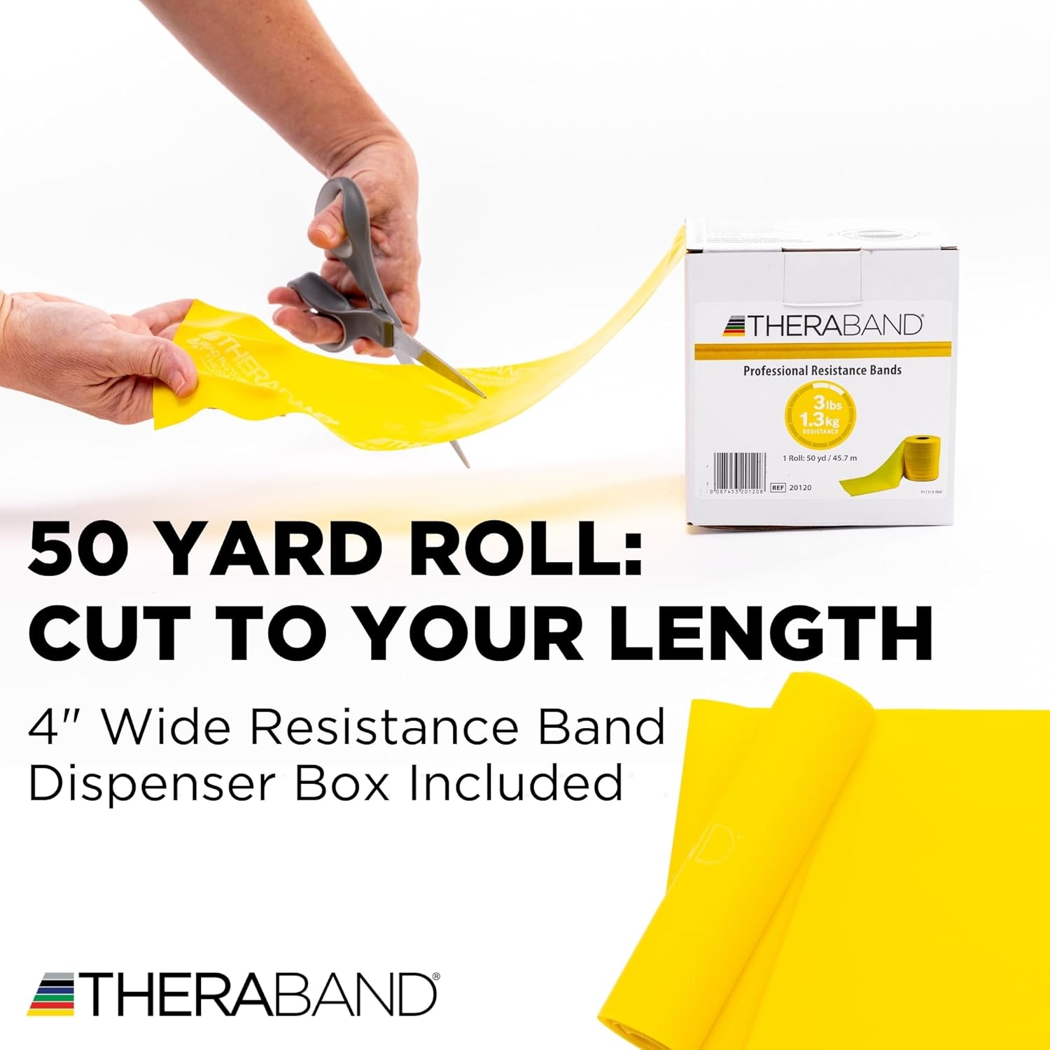 THERABAND Resistance Band, 50-Yard Roll, Latex Elastic Band for Exercise, Stretching, Physical Therapy, Yoga, Pilates, Home Workouts, Cut-to-Length, Color-Coded Levels - Image 2