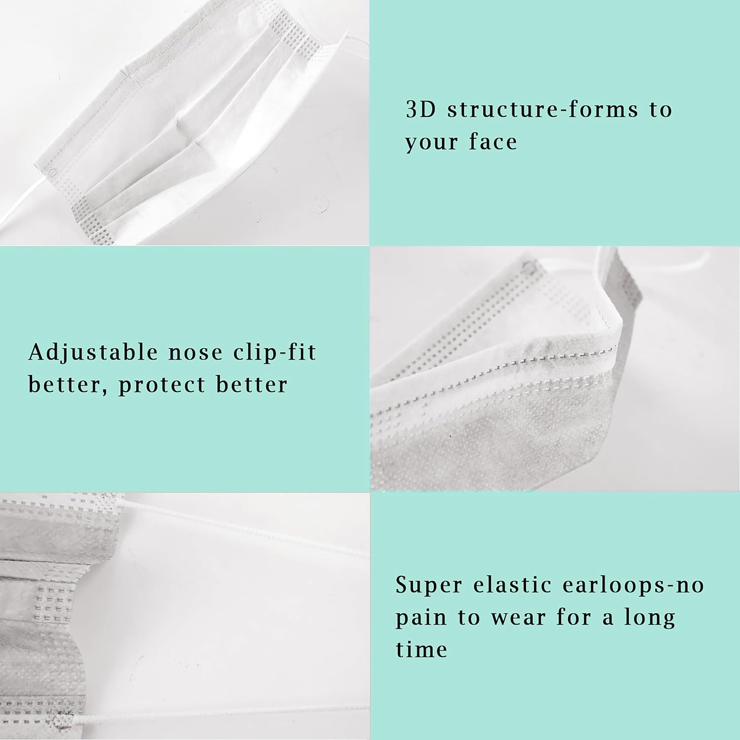 Borje White Disposable Face Masks 100 Pcs White Face Mask 3 Ply Protection Masks - Image 3