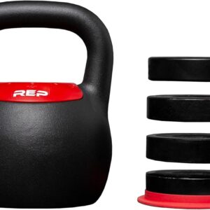 Rep Fitness Adjustable Kettlebell | Weight Set for Home Gym | Strength Training Equipment for Men & Women | Compact Steel Bell with Ergonomic Handle | 20–40 lb (9–18 kg) Variable Options