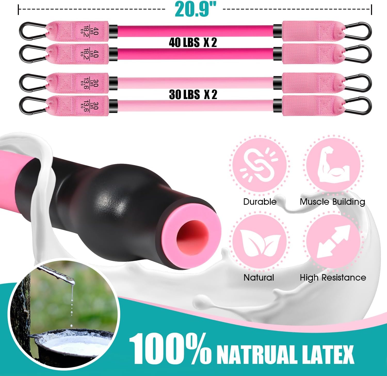 Ayombo Pilates Bar Kit with Resistance Bands, Pilates Workout Equipment for Legs, Hip, Waist, Arm, Squats Exercise Equipment for Home Workouts, Adjustable 3-Section Pilates Bar Kit for Women & Men - Image 3