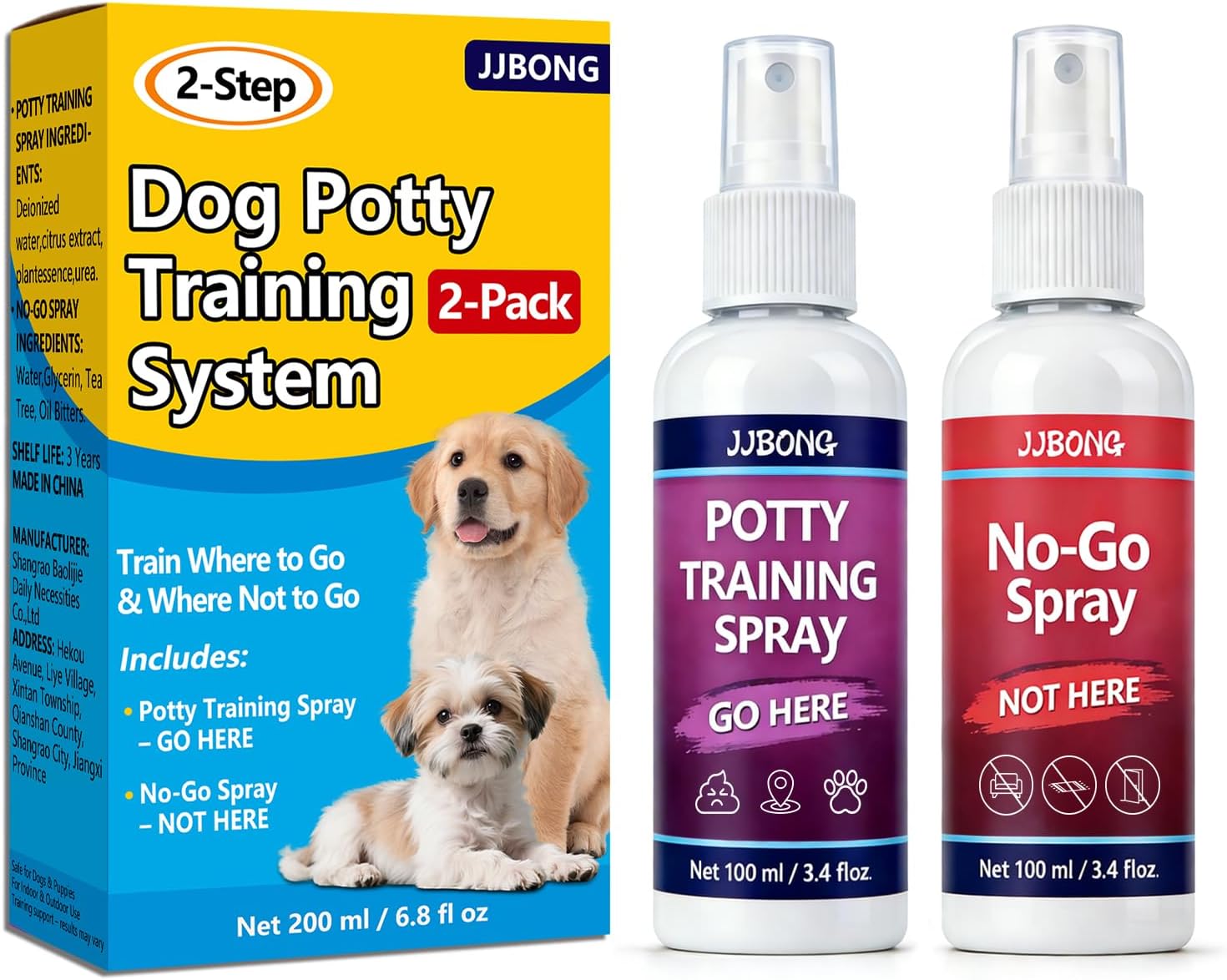 Potty Training Spray for Dogs, 2-Step Puppy Pee Training Spray Set, Go Here Attractant & Not Here Deterrent Spray, Helps Guide Dogs to Pee Pads, Grass & Outdoor Potty Areas, Indoor Outdoor, 6.8 Fl Oz.