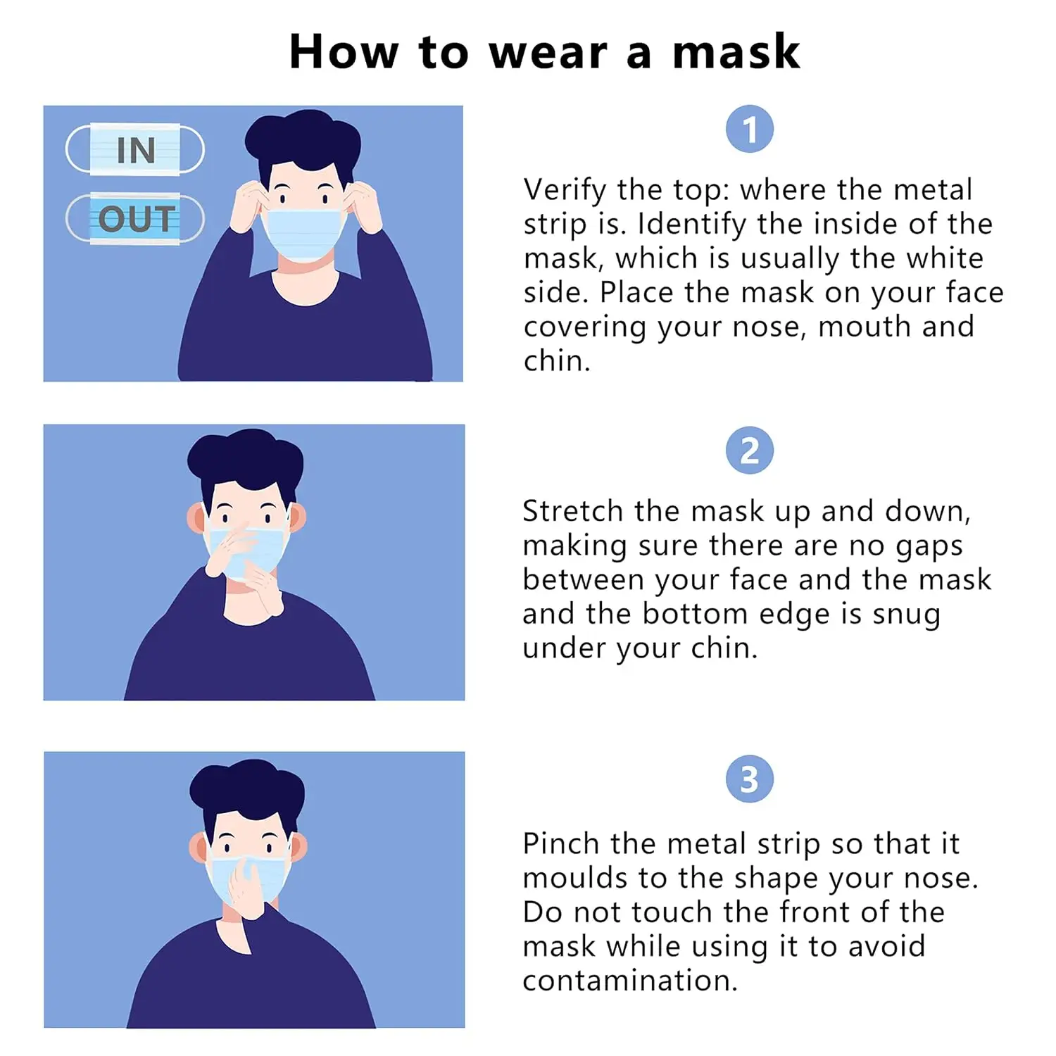 Borje White Disposable Face Masks 100 Pcs White Face Mask 3 Ply Protection Masks - Image 7