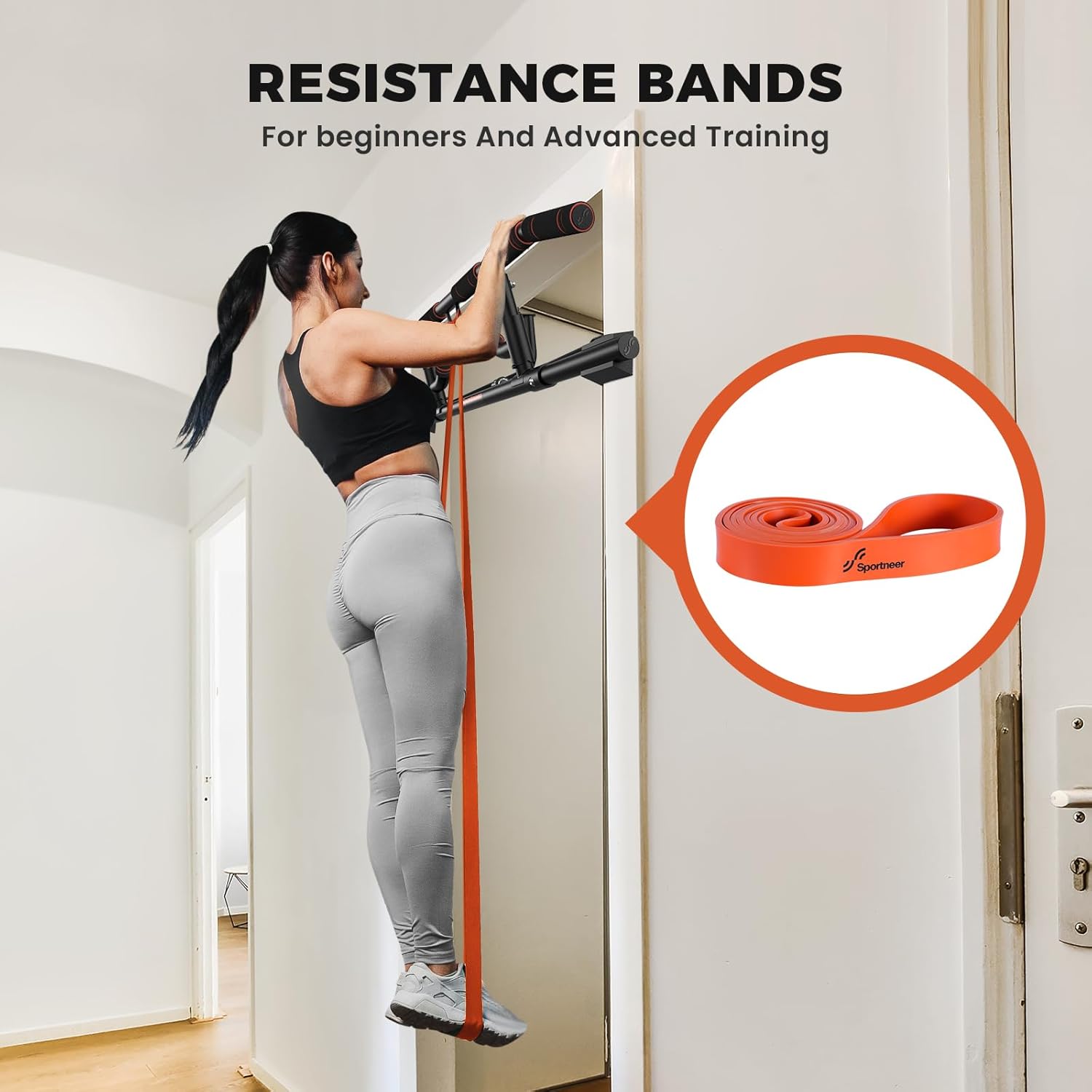 Sportneer 2026 Upgraded Pull up Bar for Doorway Pull Up Bar with Rotating Handles, Multi-Grip Door Pull Up Bar Upper Body Trainer, 440 lb Capacity, Home Gym Strength Training - Image 6