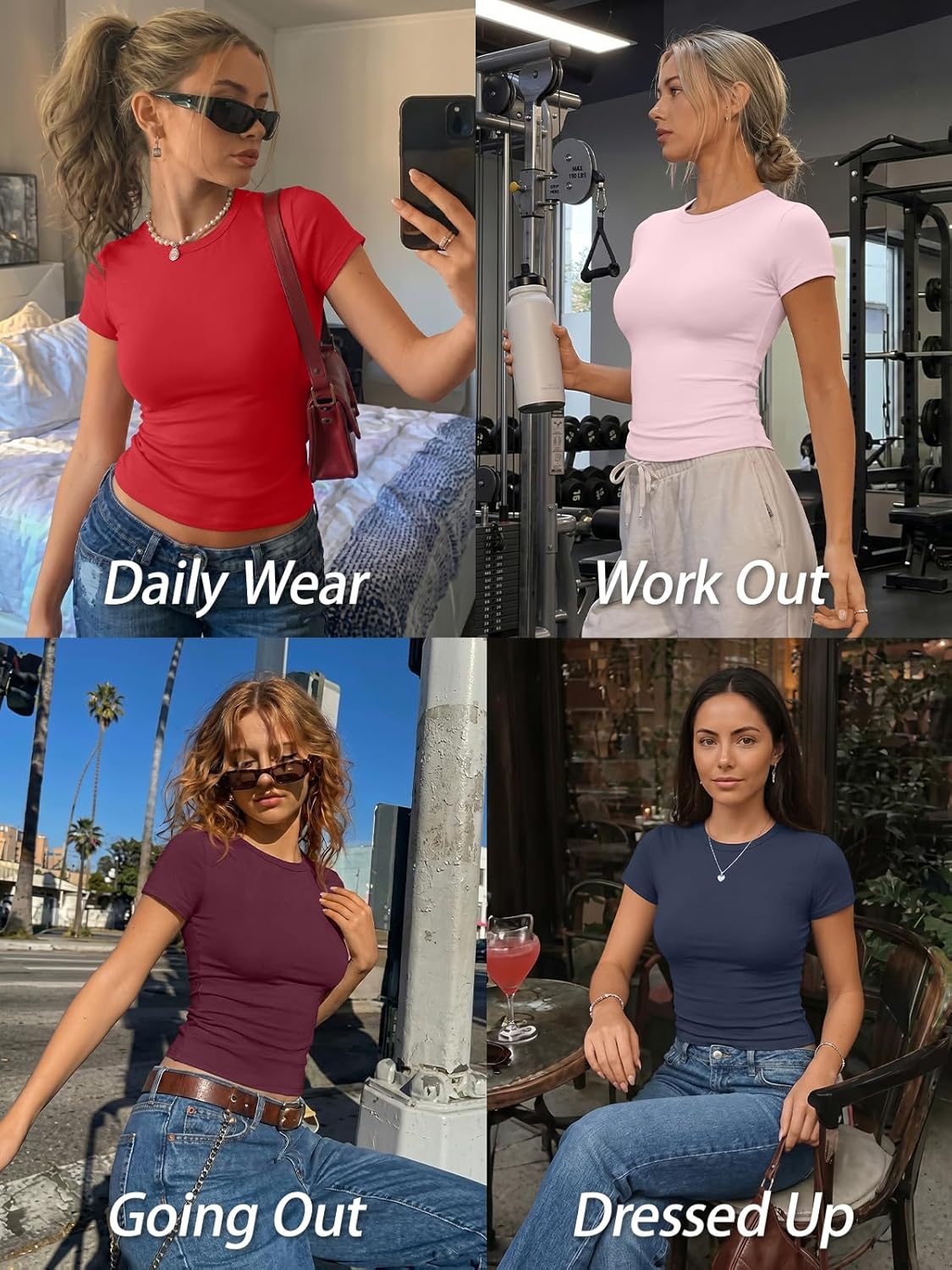 Trendy Queen Womens Basic T Shirts - Stretchy Soft Slim Fit Short Sleeve Y2k Cute Summer Crop Workout Tops - Image 6