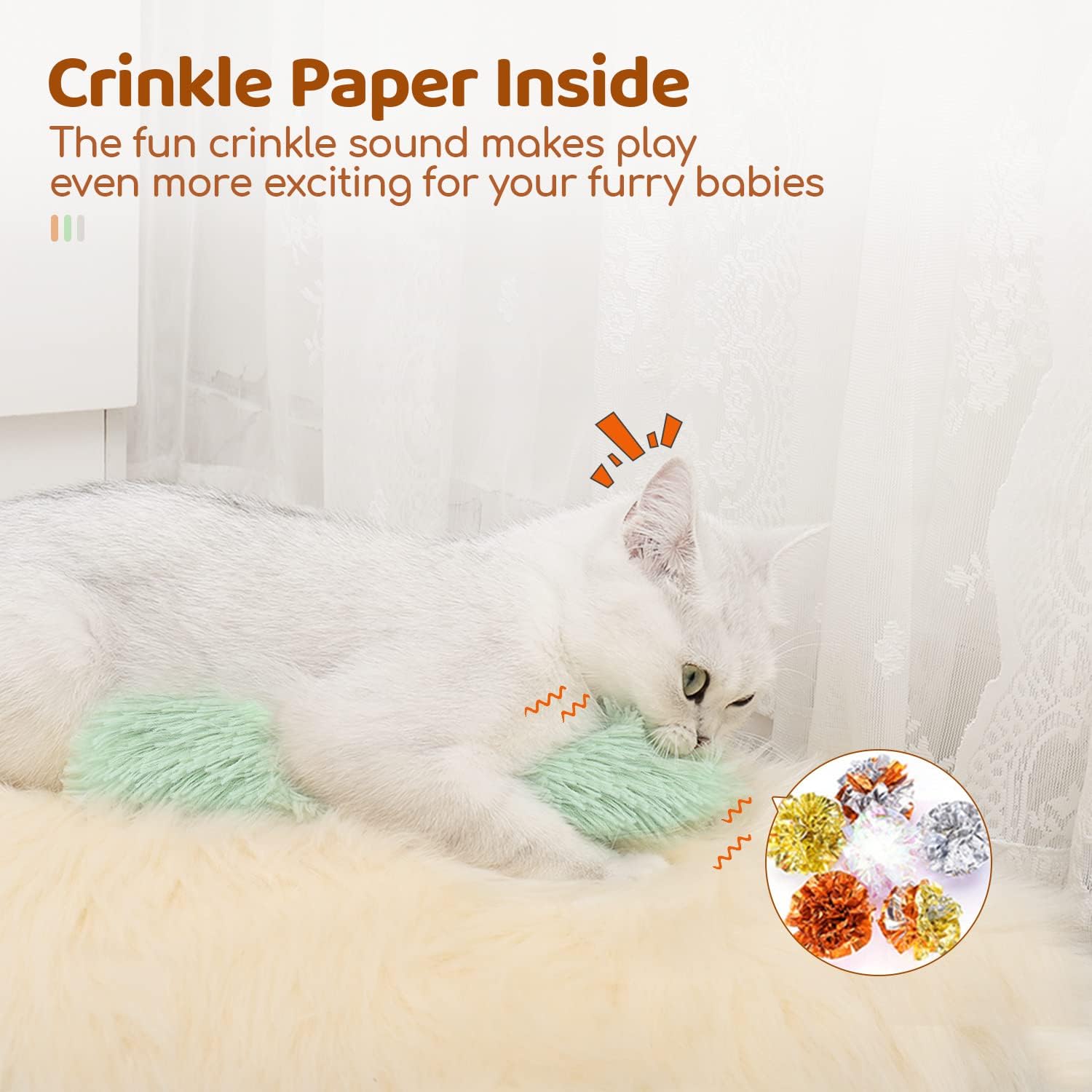 Potaroma Cat Toys Pillows, 3 Pack, Soft and Durable Crinkle Sound with Catnip Inside, Interactive Indoor Kitten Kicker, Promotes Kitty Exercise - Image 4