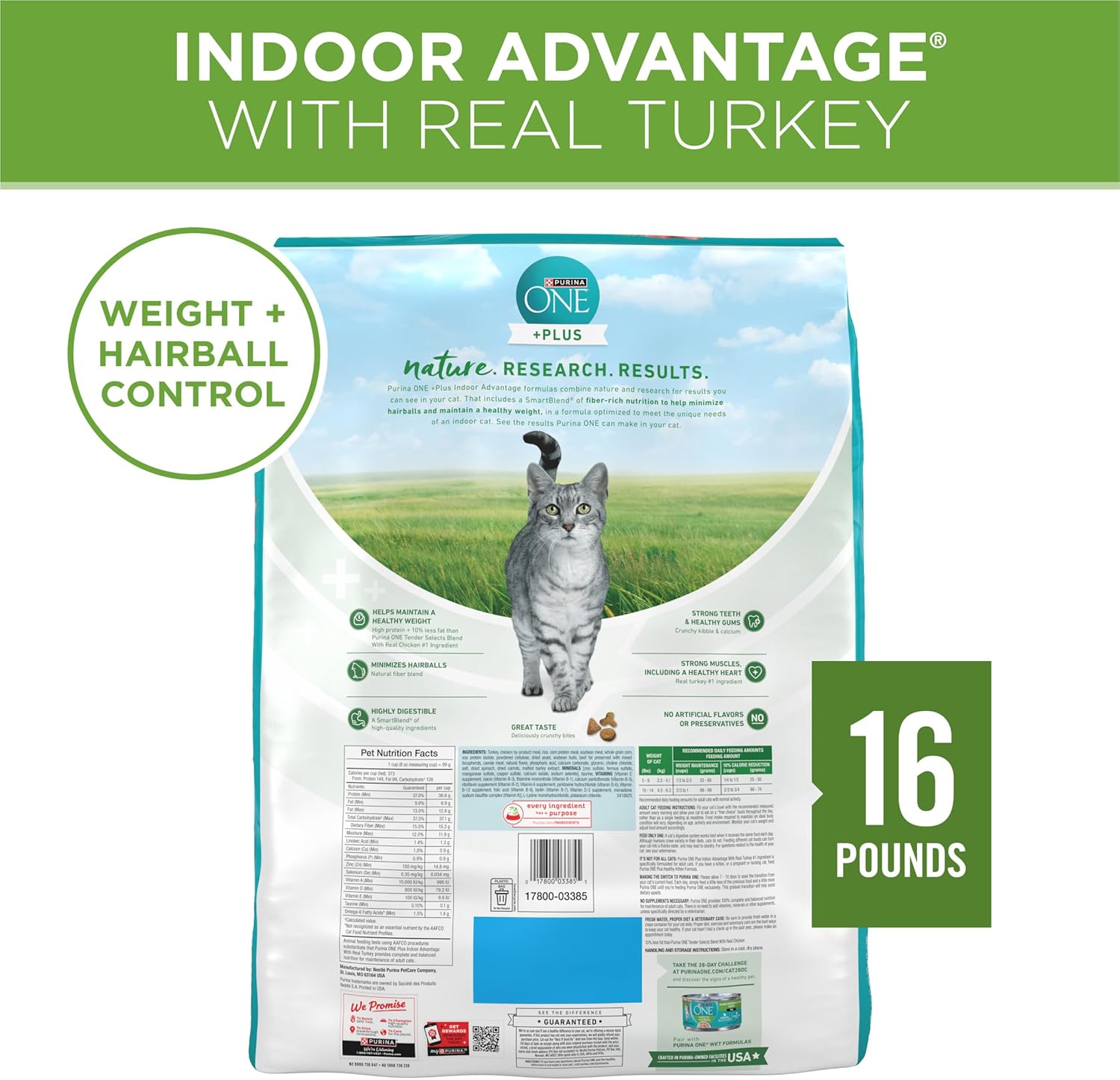 Purina ONE Natural, Low Fat, Weight Control, Indoor Dry Cat Food, +Plus Indoor Advantage - 16 lb. Bag - Image 10