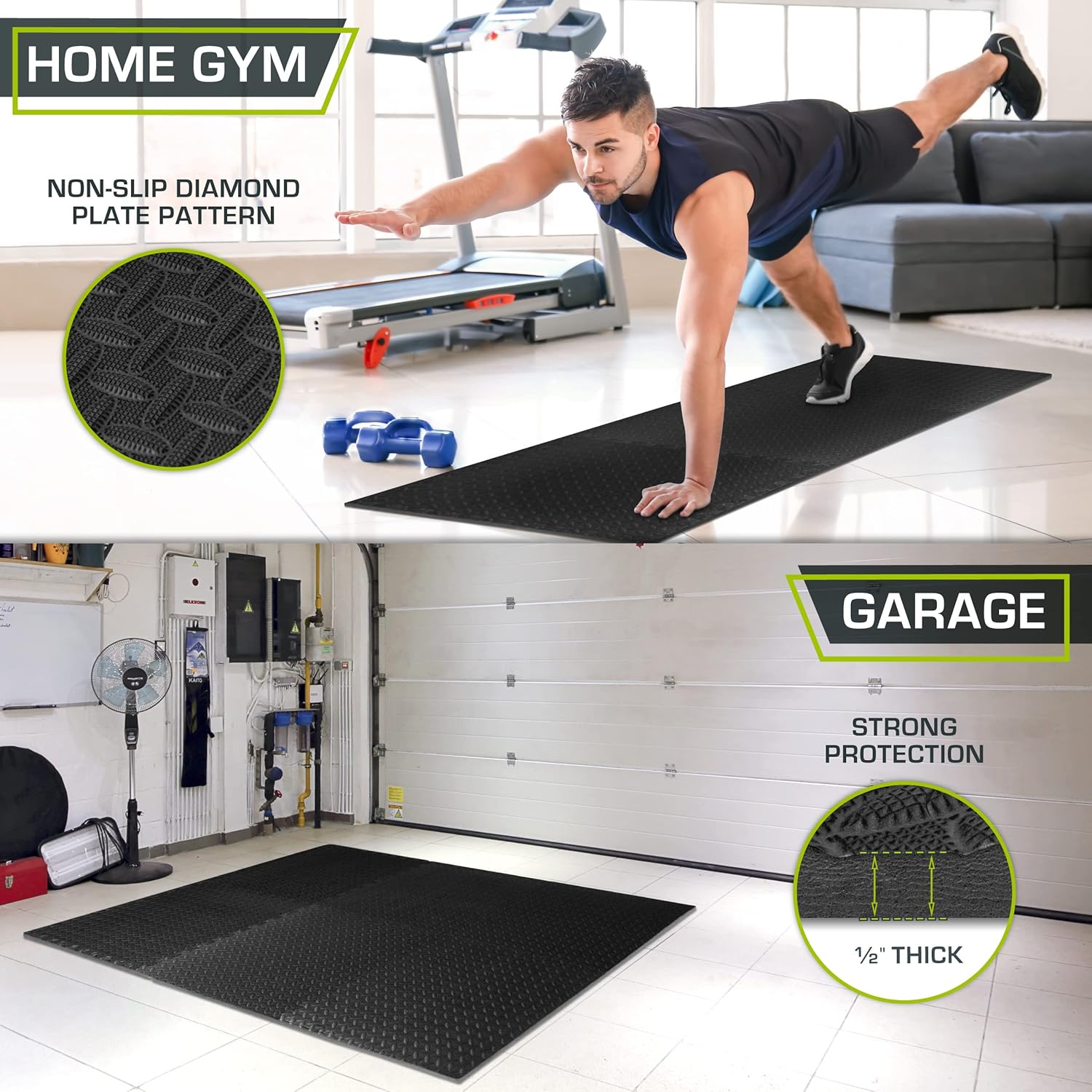 ProsourceFit Exercise Puzzle Mat ½-inch, EVA Interlocking Foam Floor Tiles for Home Gym, Workout Equipment, Kids Play Areas, Black, 24 SQ FT - 6 Tiles - Image 3